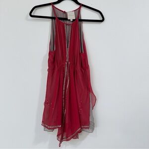 Anthropologie Saivana Halter Sleeveless Silk Red Top Size Medium